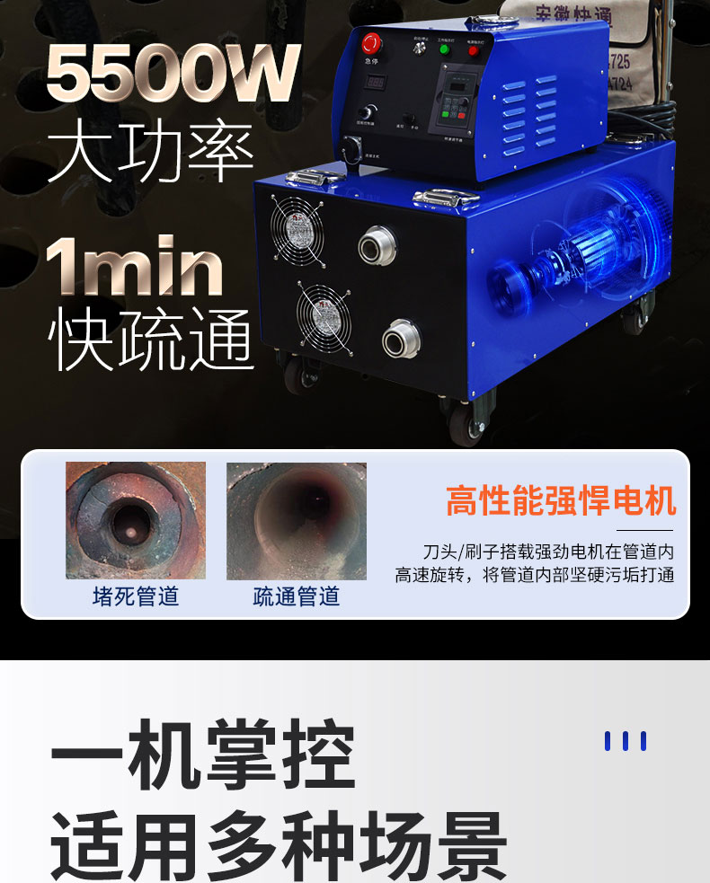 快通牌KT-307重型堵塞堵死管束疏通机(8)